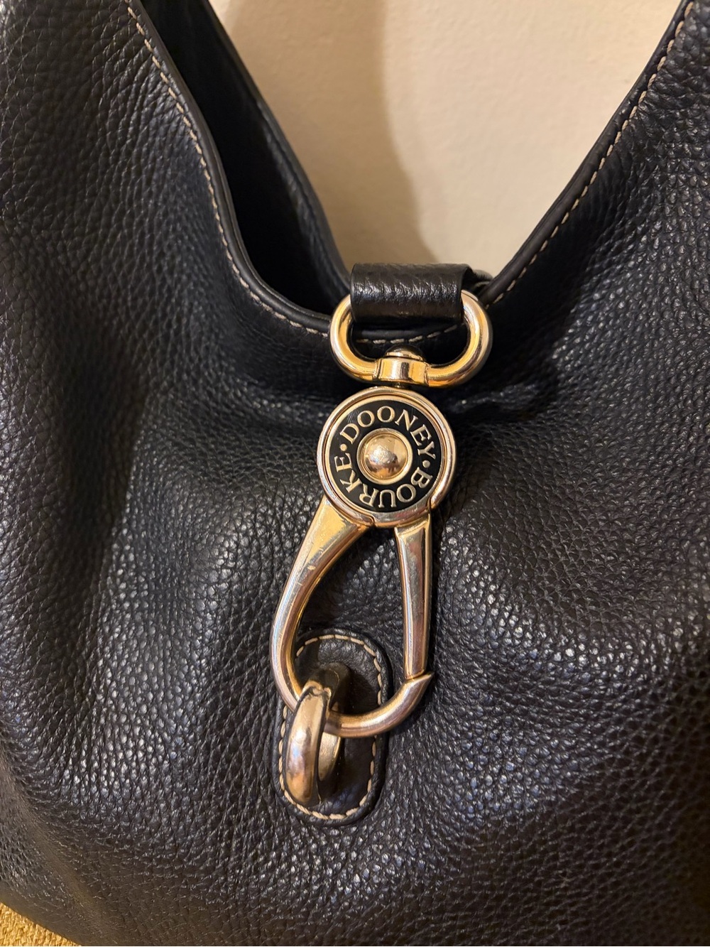 Dooney & Burke Black Leather Hobo Bag with side Hardware Detailing - Picture 8 of 12